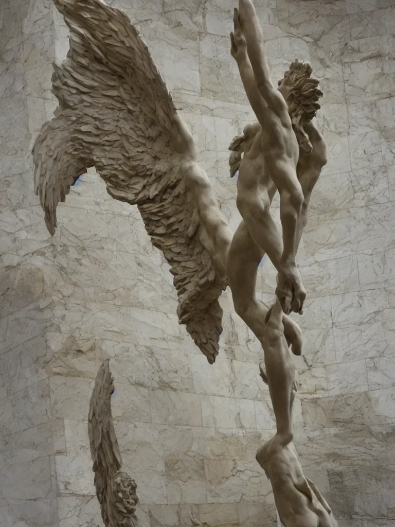 Image similar to winged victory of samothrace, sculpted by rodin