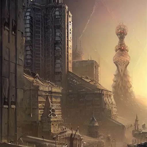 Image similar to It’s crowded streets of Russian panel houses quarters on the Moon city, Norilsk, sci-fi, fantasy, intricate, very very beautiful, elegant, highly detailed composition, digital painting, artstation, concept art, smooth, sharp focus, illustration, art by artgerm and greg rutkowski and alphonse mucha