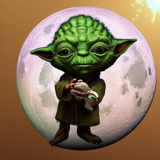 Prompt: “an 8k hi res extremely detailed photorealistic magazine editorial photo shoot pic of yoda with a long bear holding up and praising a glowing hemp leaf on a strange moon. Colorized”