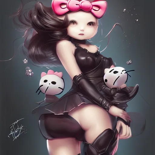 Evil Hello Kitty by Stanley Artgerm Lau, WLOP