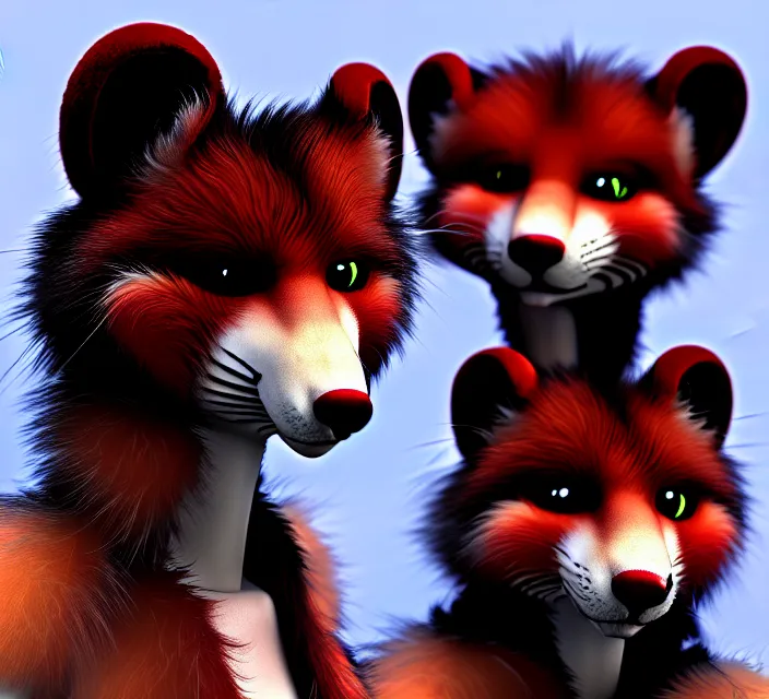 Image similar to furry - male - red - black - weasel - geistcaller - fursona uhd ue 5 visual novel pc game expressions, photorealistic