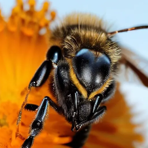 Image similar to close up photo of a bee with the face of beyonce