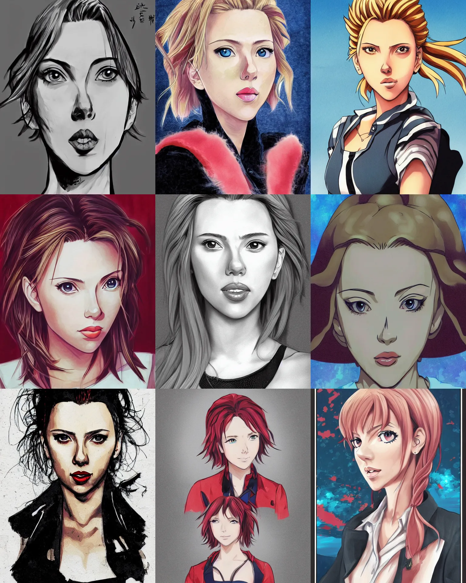 Prompt: Anime portrait of scarlett johansson in style of BUNBUN