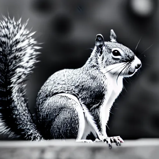 Prompt: black and white outline of a squirrel with a white background