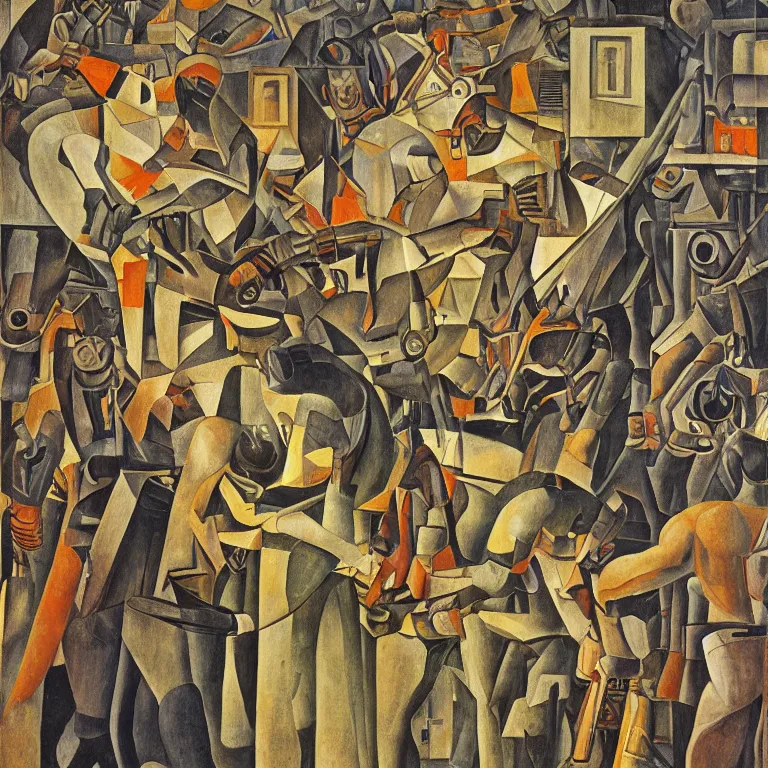 Image similar to cyborg worker revolution in the square diego rivera and georg scholz highly detailed