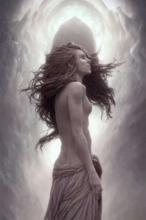 Prompt: Fallen Mother Goddess detailed art,A beautiful long-haired banshee with a human face, dark fantasy, cinematic lighting, intricate, elegant, highly detailed, digital painting, artstation, smooth, sharp focus, illustration, art by artgerm and greg rutkowski and zdislav beksinski and Wayne Barlowe and william-adolphe bouguereau