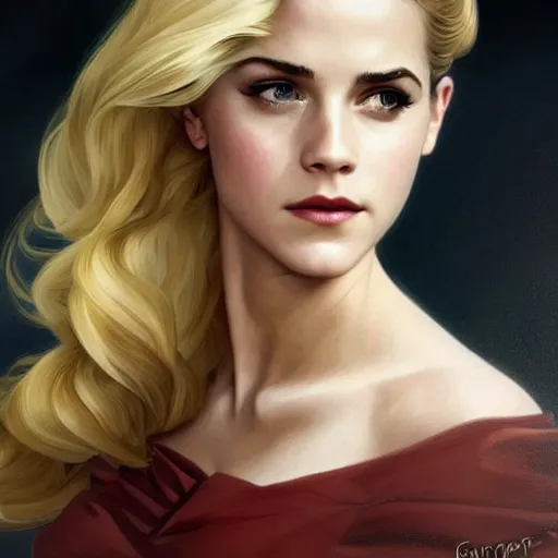 Image similar to A combination of Katheryn Winnick's and Grace Kelly's and Emma Watson's faces with blonde hair as Bat Girl, western, D&D, fantasy, intricate, elegant, highly detailed, digital painting, artstation, concept art, matte, sharp focus, illustration, art by Artgerm and Greg Rutkowski and Alphonse Mucha