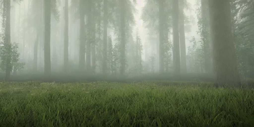 Image similar to forest, unreal engine, 4k, misty, rain