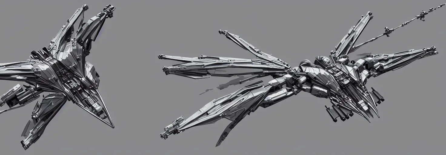 Image similar to symmetry!! a mechanized moth with it's wings spread, gunmetal grey, top down view!! mecha, jet fighter, space shuttle, robotic, highly detailed, artstation, super realistic, unreal engine