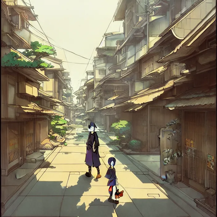 Image similar to empty tokyo neighborhood, spring, in the style of studio ghibli, j. c. leyendecker, greg rutkowski, artem