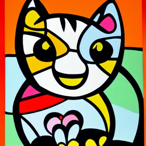 Image similar to romero britto painting of a cat
