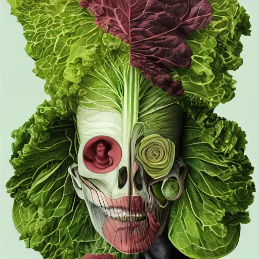 Prompt: the anatomy of a head of lettuce, an ultrafine detailed painting by james jean, ikusy, behance contest winner, vanitas, angular, altermodern