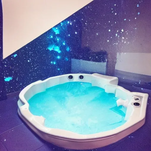 Prompt: jacuzzi water is made of stardust, 🌌, galaxy