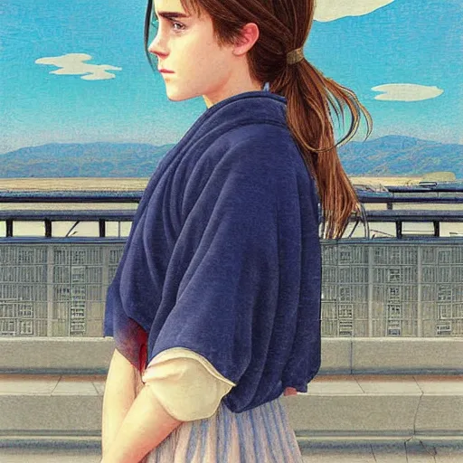 Image similar to digital art anime emma watson by by Hasui Kawase by Richard Schmid