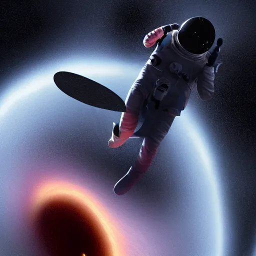 Image similar to astronaut falling into black hole, 8k, trending on Artstation, high detail