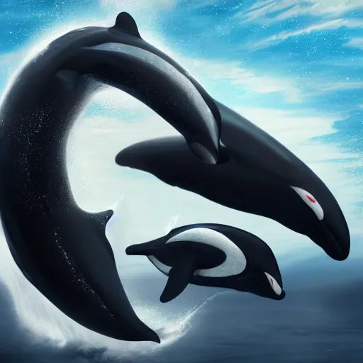 Prompt: celestial orca whale, big eyes, intricate artwork, octane render, CGSociety, cinematic, hyper realism, high detail, octane render, 8k