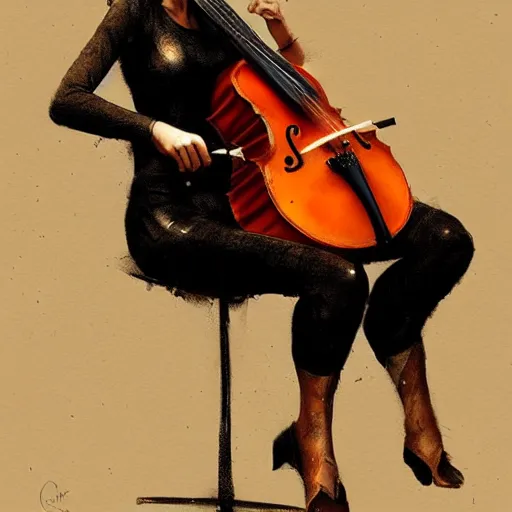 Prompt: girl hascello body as cello by greg rutkowski