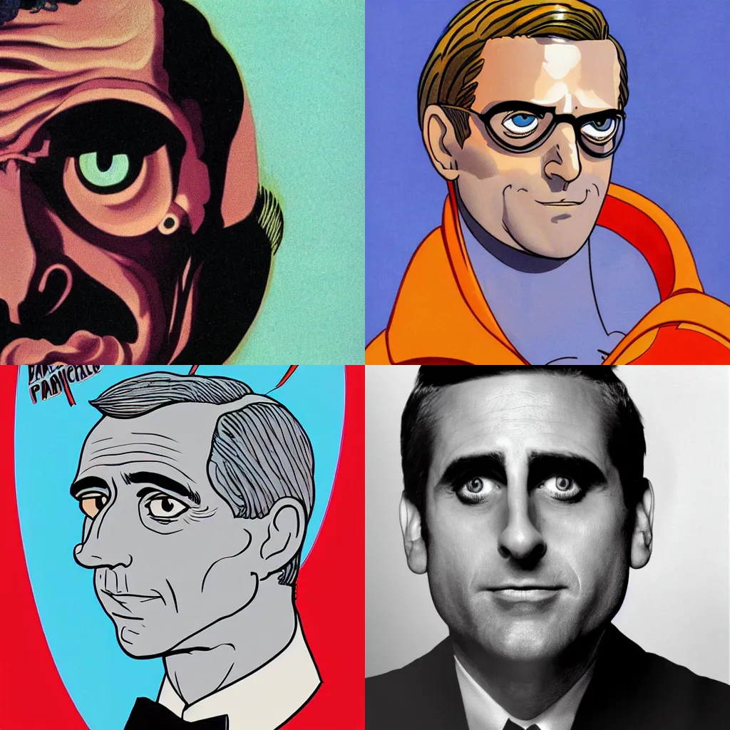 Prompt: portrait of steve carell from fantastic planet