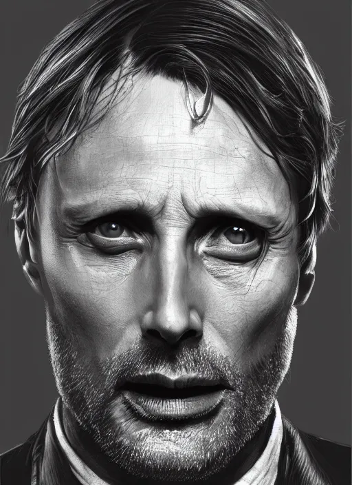 portrait of Mads Mikkelsen as Hannibal Lecter, highly | Stable Diffusion