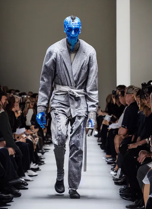 Image similar to hyperrealistic and heavy detailed balenciaga runway show of hannibal lecter, leica sl 2 5 0 mm, vivid color, high quality, high textured, real life