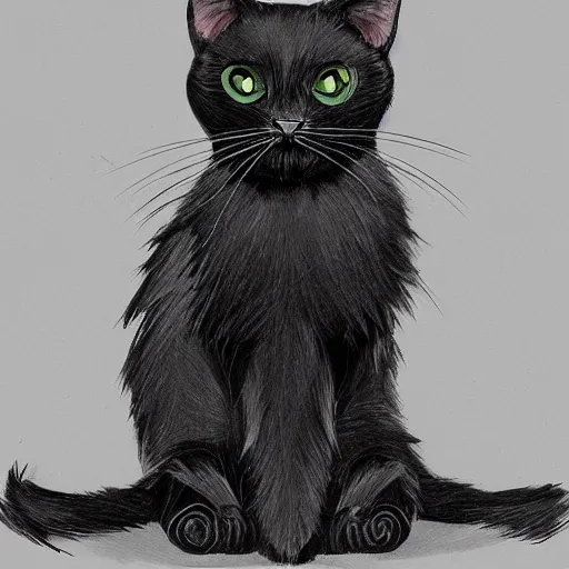 Image similar to black cat, back arched, cute, adorable, highly detailed, high resolution, trending on artstation