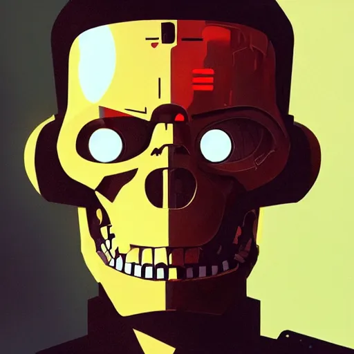 Image similar to face icon stylized minimalist terminator salvation, loftis, cory behance hd by jesper ejsing, by rhads, makoto shinkai and lois van baarle, ilya kuvshinov, rossdraws global illumination