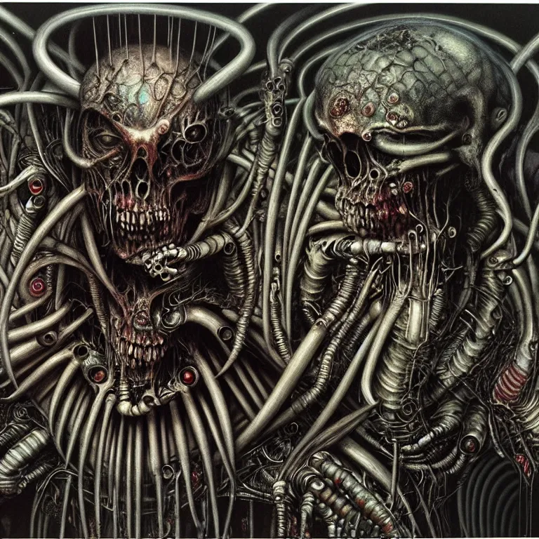 Prompt: album cover, biopunk. zombies, aliens, toxic mutation, biomechanical, horror. herman nitsch, giger. airbrush, high detail.