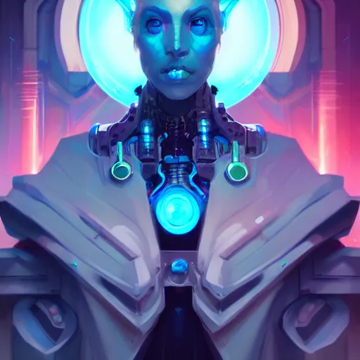 Image similar to a portrait of a beautiful cybernetic prophet, cyberpunk concept art by pete mohrbacher and wlop and artgerm and josan gonzales, digital art, highly detailed, intricate, sci-fi, sharp focus, Trending on Artstation HQ, deviantart, unreal engine 5, 4K UHD image