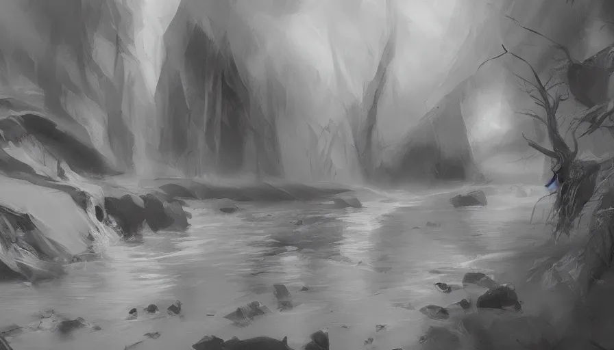 Image similar to enviroment thumbnail black and white, cgsociety, oil painting by jama jurabaev, extremely detailed, brush hard, artstation, high quality, brush stroke