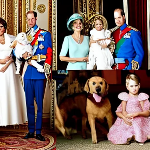 Prompt: royal family with dog faces