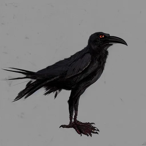 Image similar to concept art painting of an anthropomorphic humanoid crow, in the deep forest, realistic, detailed, cel shaded, in the style of makoto shinkai and greg rutkowski and james gurney