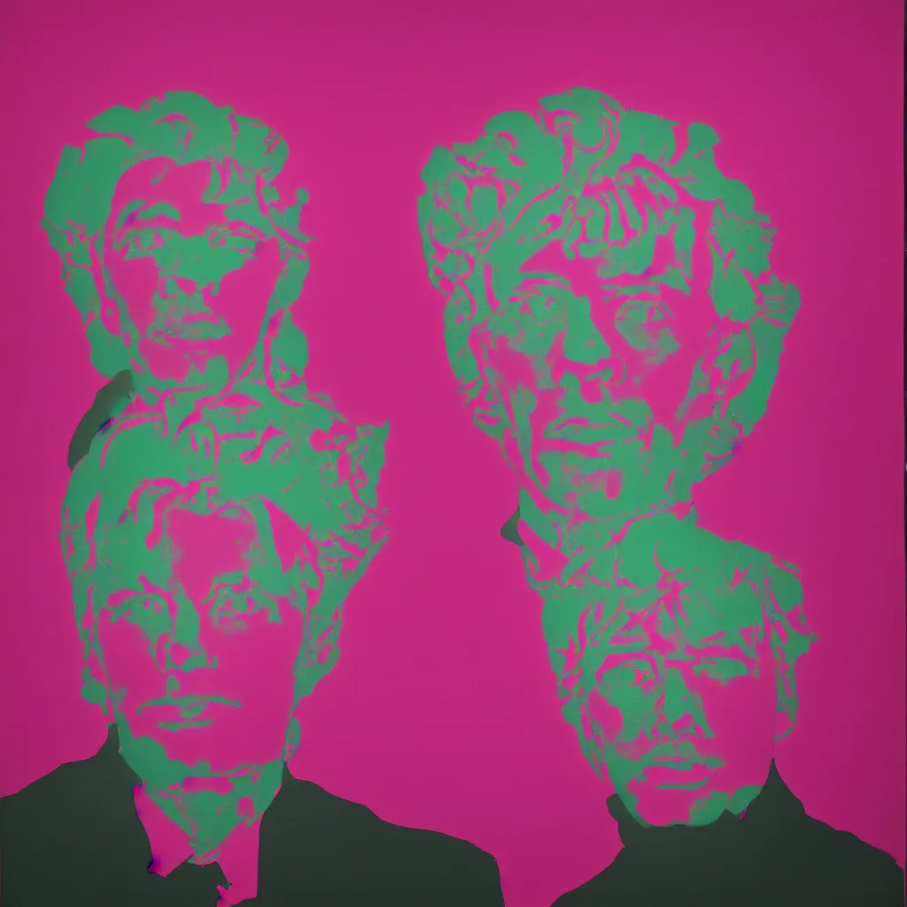 Image similar to individual silk screen portrait of jeff koons by andy warhol