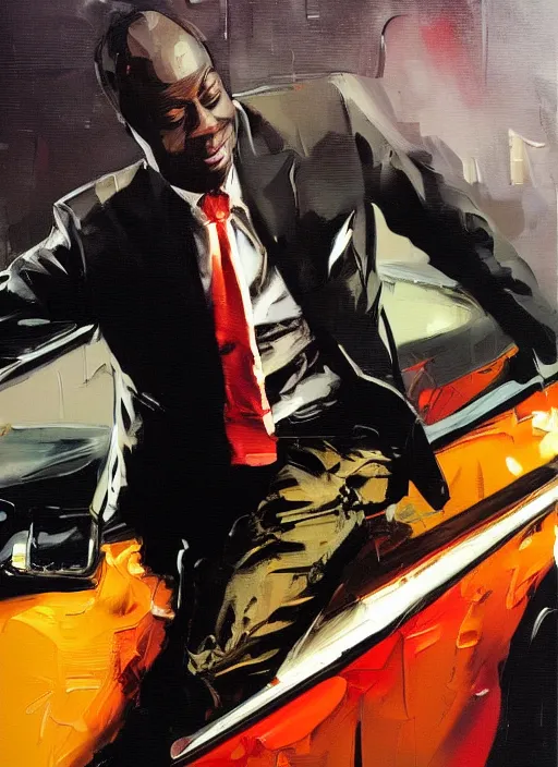 Prompt: mr. moseby drinking whiskey bottle, driving car, reckless, painting by phil hale, fransico goya,'action lines '!!!, graphic style, visible brushstrokes, motion blur, blurry, visible paint texture, crisp hd image