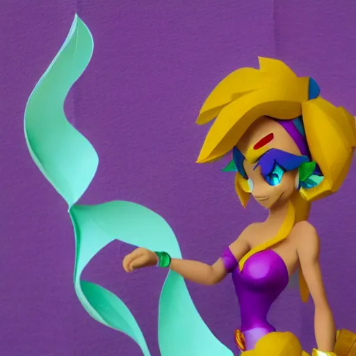 Image similar to a paper model of shantae, paper modeling art.