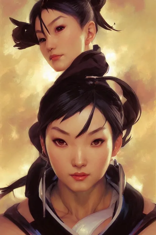 Image similar to portrait of Chun Li, Street fighter, highly detailed, digital art from artstation by Ruan Jia and Mandy Jurgens and Artgerm and william-adolphe bouguereau