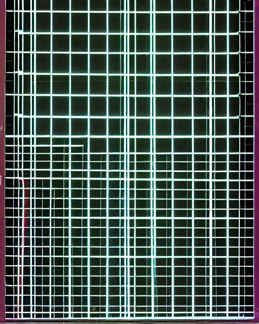 Prompt: 1 9 8 0 s light grid into liminal space, poster