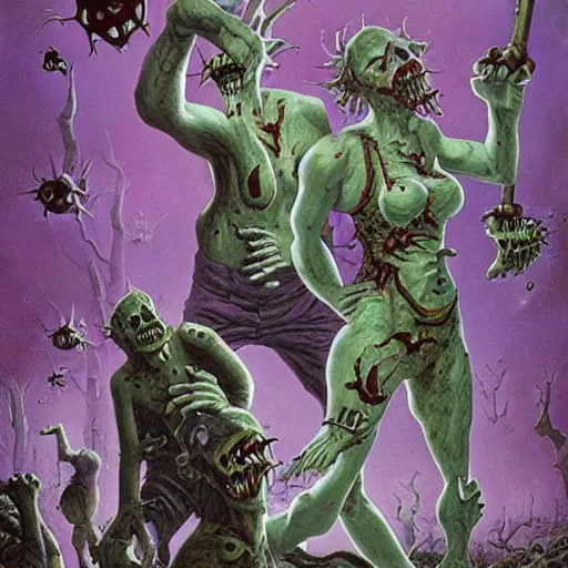 Prompt: the p - zombies attack!!! by gerald brom and ansel adams,