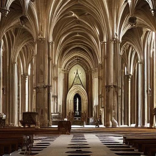 Image similar to magnificent interior of s cathedral hall. cast iron. ominous shapes. occult. gothic low poly baroque. hyper detailed. photoreal - w 8 3 2