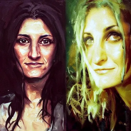 Image similar to jamie lynn spears and lisa edelstein morphed together, hybrid, jeremy mann painting