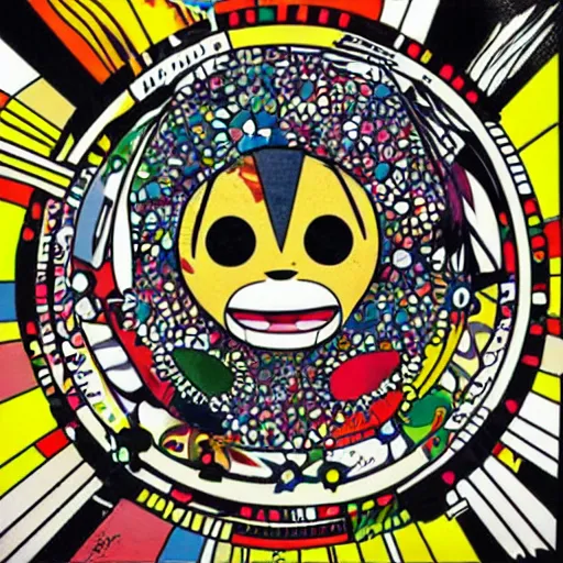 Prompt: punk rock album cover designed by Takashi Murakami