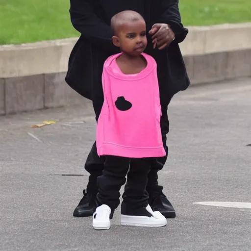 Image similar to kanye west dressed as peppa pig