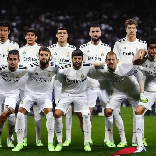 Image similar to real madrid fc team lifting a fax telephone