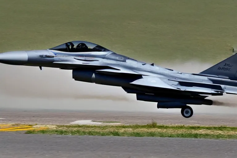 Prompt: photo of an f16 fighter jet in fligh, launching missles