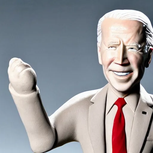 Prompt: a clay sculpture of joe biden t