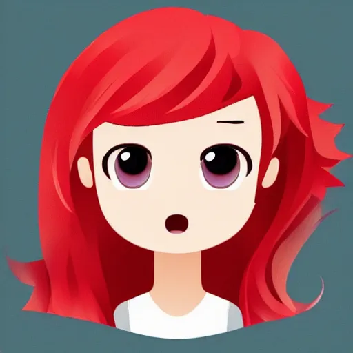 Image similar to cute chibi emoji of a red hair girl love