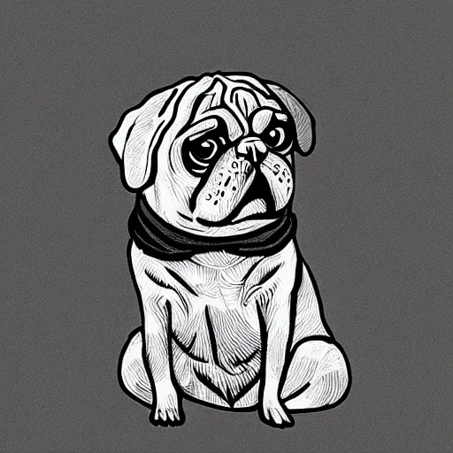 Image similar to colorful mcbess illustration of a cute pug