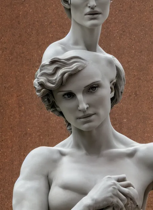 Image similar to Michelangelo's statue of Natalie Portman, highly detailed, 8k