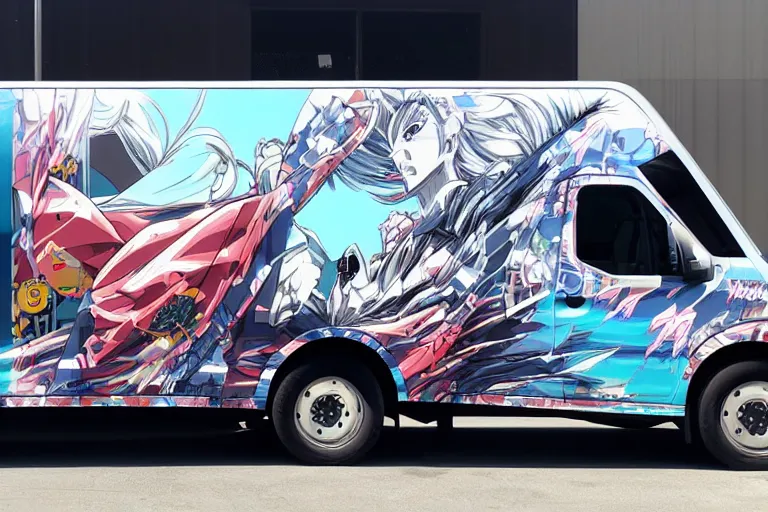 Prompt: truck-wrap-side-shot, anime