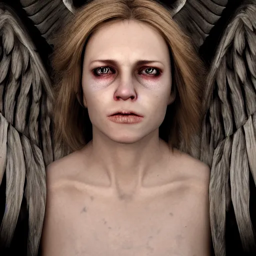 Prompt: tormented female angel, 8k, ultra realistic, hyper realistic