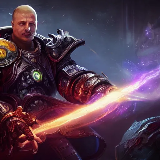 Image similar to portrait of elon musk as a spellcaster, league of legends amazing splashscreen artwork, gears of war, splash art, natural light, elegant, photorealistic facial features, intricate, fantasy, detailed face, atmospheric lighting, anamorphic lens flare, cinematic lighting, league of legends splash art, hd wallpaper, ultra high details by greg rutkowski